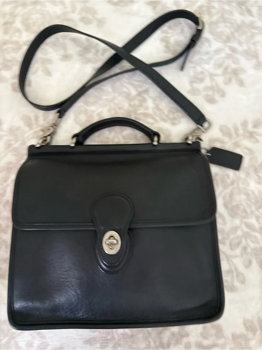 EUC Coach 9927 Willis Bag Black Glove Tanned Leather Nickel Hardware Vintage